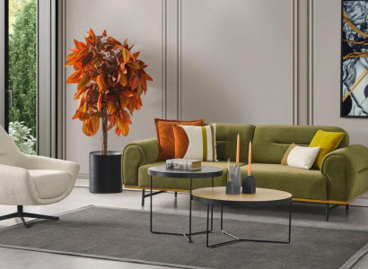 Modern sofa set 3 + 1 seater green couches design living room set 2 pieces